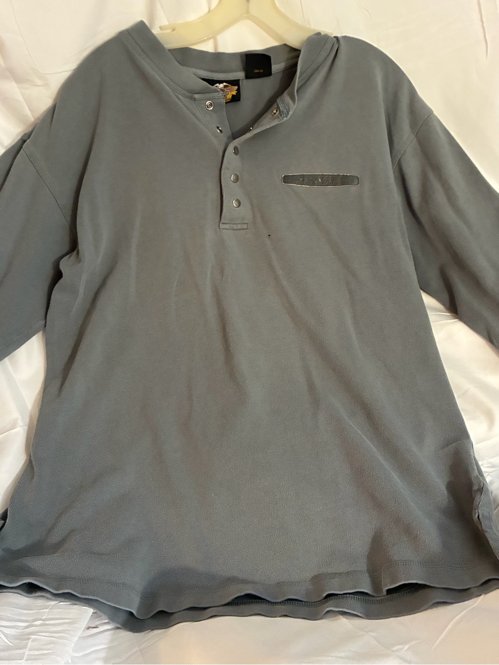 Harley Davidson Men's Gray Henley Hoodie Shirt